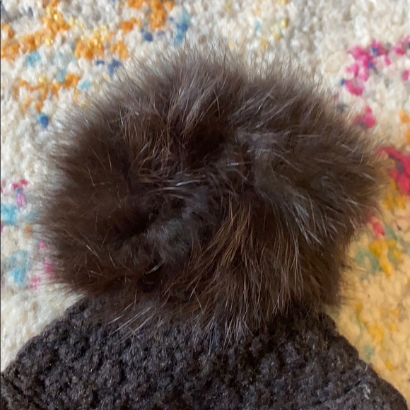 Yves Salomon Wool Cashmere Knitted Pom Pom Hat - Picture 3 of 5